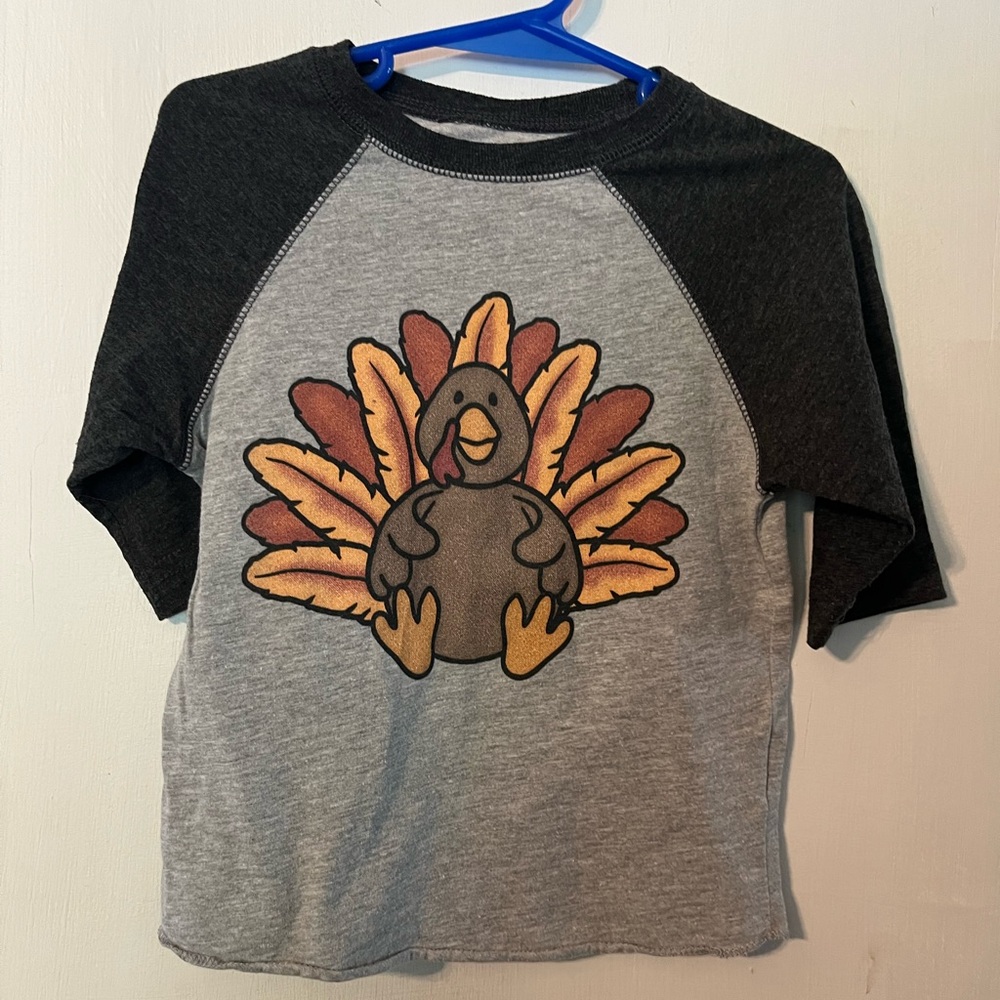 Festive Gray and Black Long Sleeve Turkey Tee
